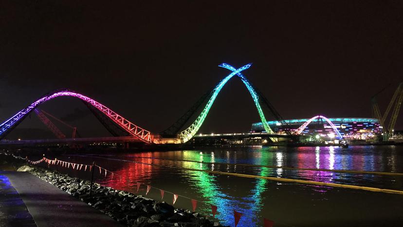 Foot-bridge multicolor by night